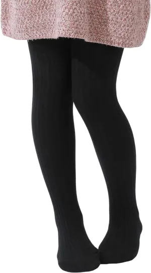 Girls' Cotton Tights - Toddler Cable Knit Footed Tights for Baby Girls