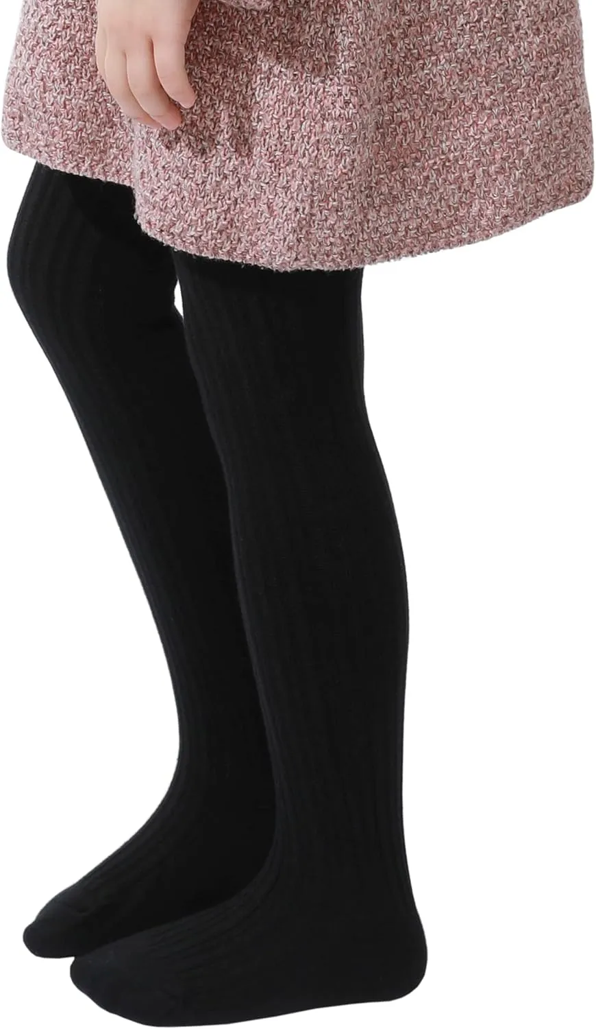 Girls' Cotton Tights - Toddler Cable Knit Footed Tights for Baby Girls