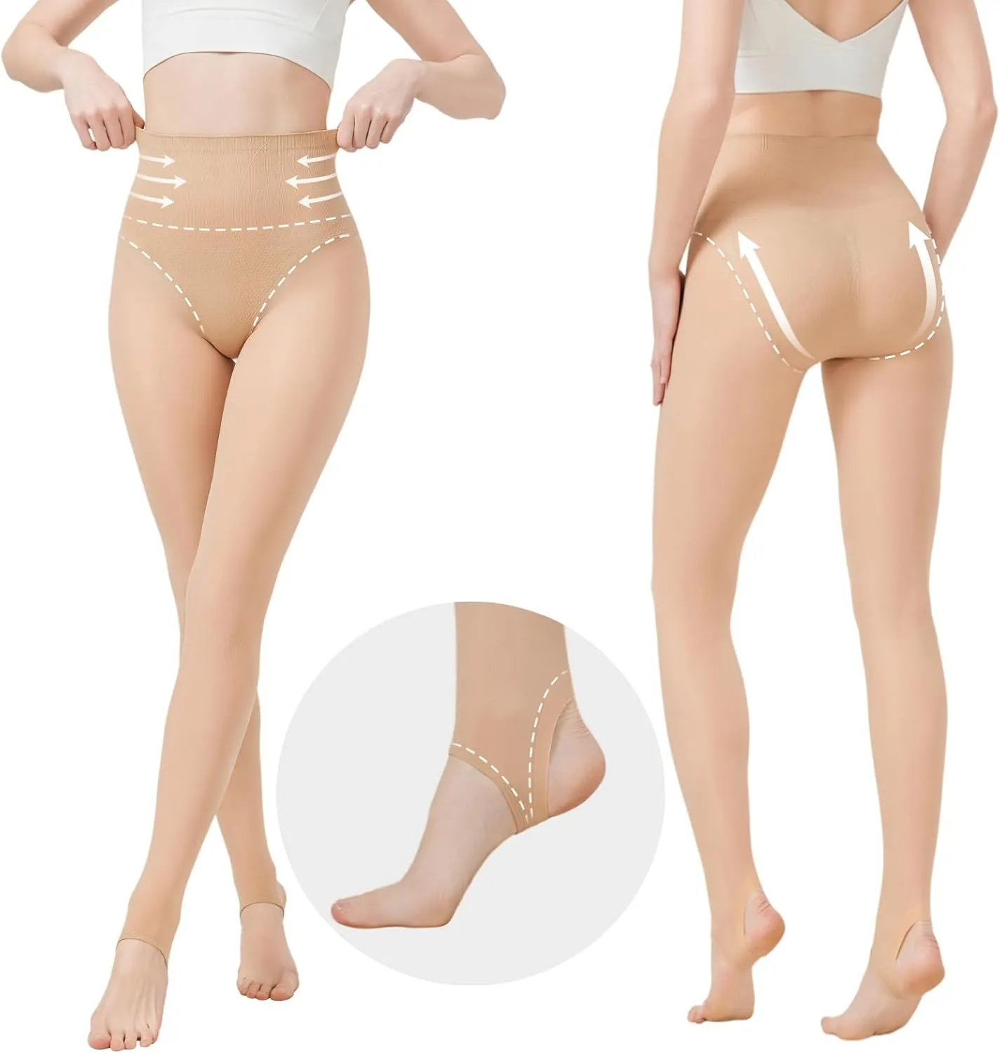Golf Stockings UV Protection Leggings,UPF Stirrup & Footless Tights for Golf, Dance & Outdoor Sports