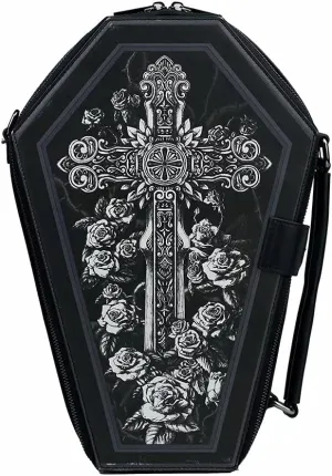 Gothic Crossbody Bag Steampunk Shoulder Bags Printed Faux Leather Satchel Handbag Black