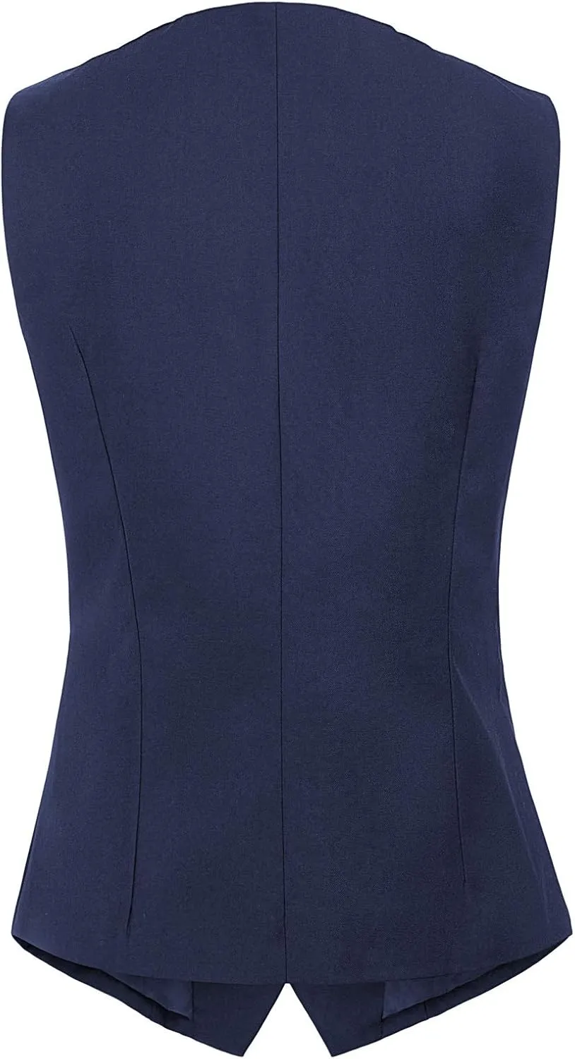 GRACE KARIN Women's V-Neck Slim Fit Office Bottoned Dressy Suit Vest Waistcoats