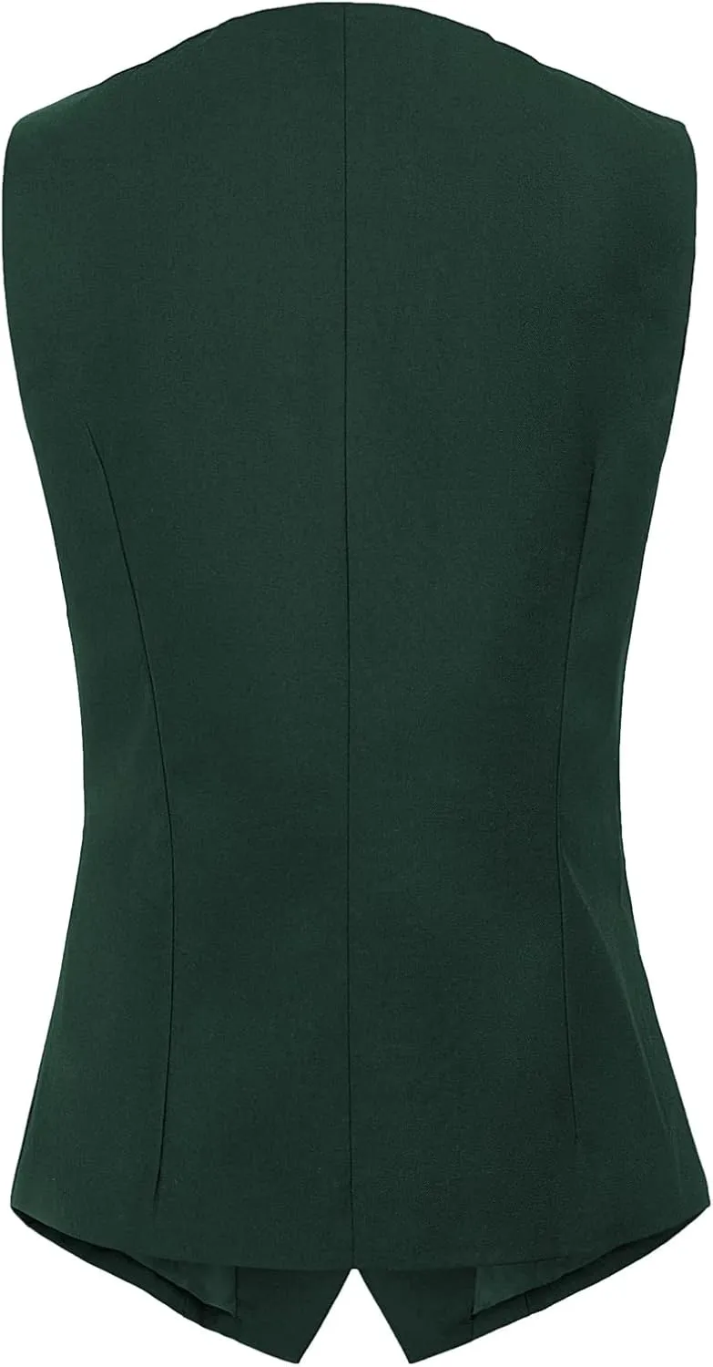 GRACE KARIN Women's V-Neck Slim Fit Office Bottoned Dressy Suit Vest Waistcoats