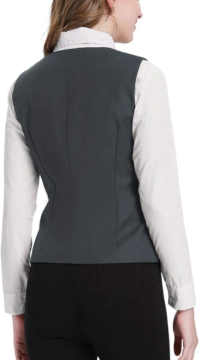 GRACE KARIN Women's V-Neck Slim Fit Office Bottoned Dressy Suit Vest Waistcoats