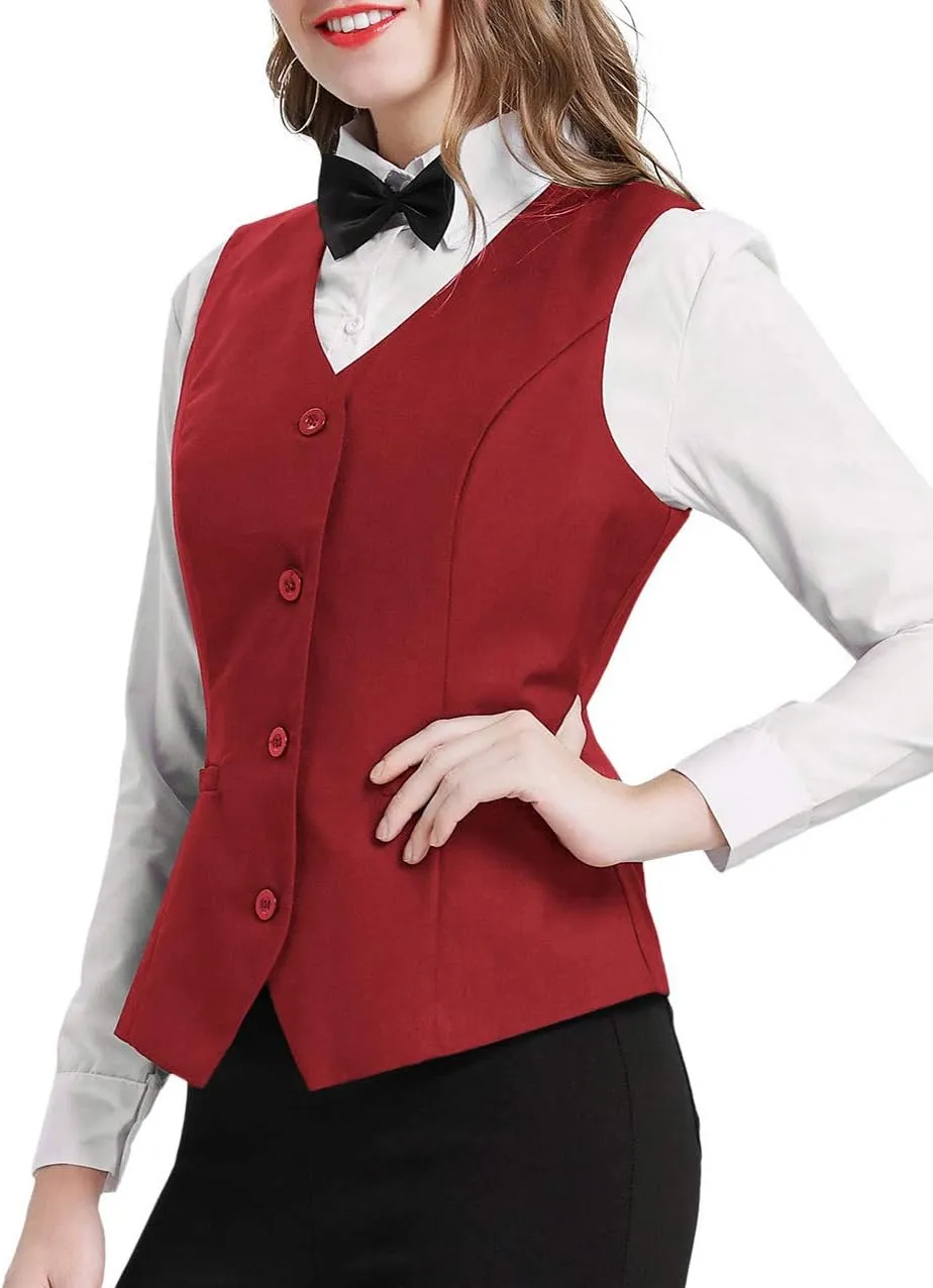 GRACE KARIN Women's V-Neck Slim Fit Office Bottoned Dressy Suit Vest Waistcoats