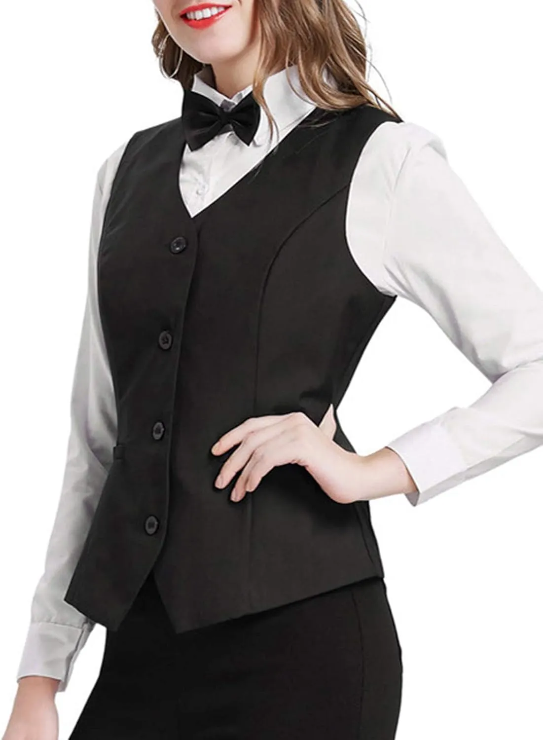 GRACE KARIN Women's V-Neck Slim Fit Office Bottoned Dressy Suit Vest Waistcoats