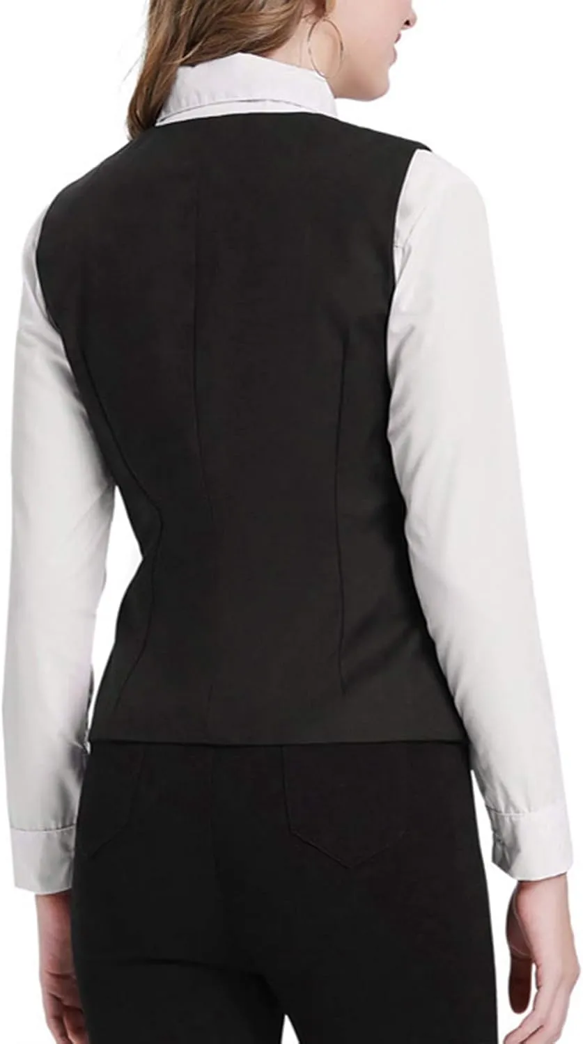 GRACE KARIN Women's V-Neck Slim Fit Office Bottoned Dressy Suit Vest Waistcoats