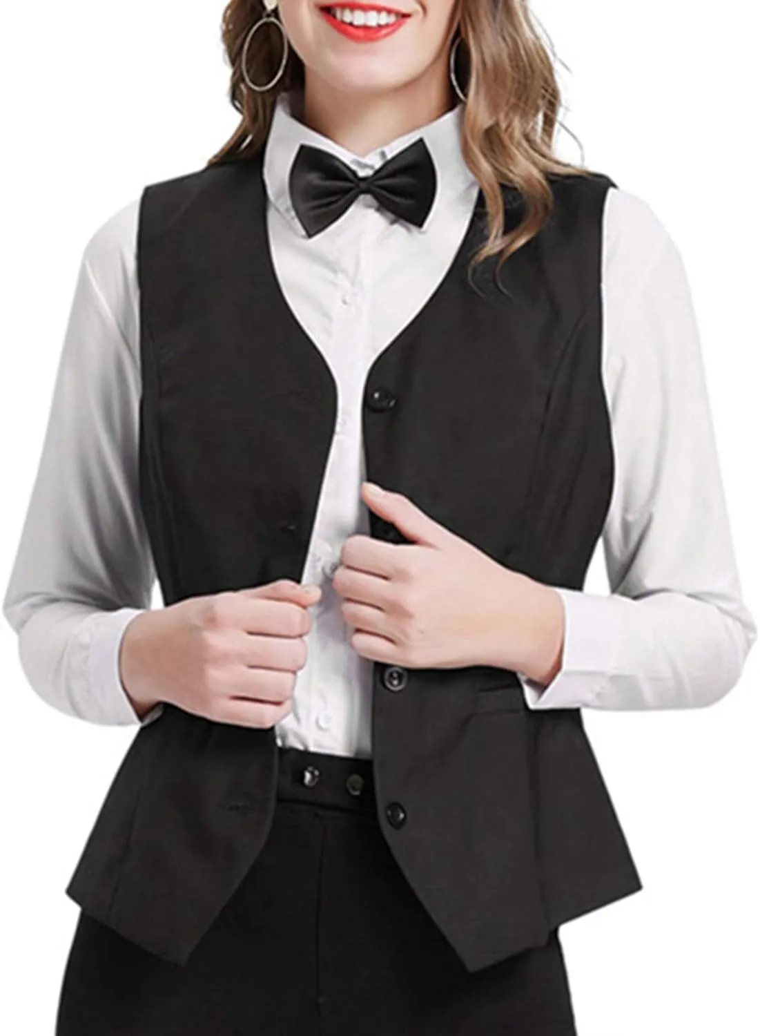 GRACE KARIN Women's V-Neck Slim Fit Office Bottoned Dressy Suit Vest Waistcoats