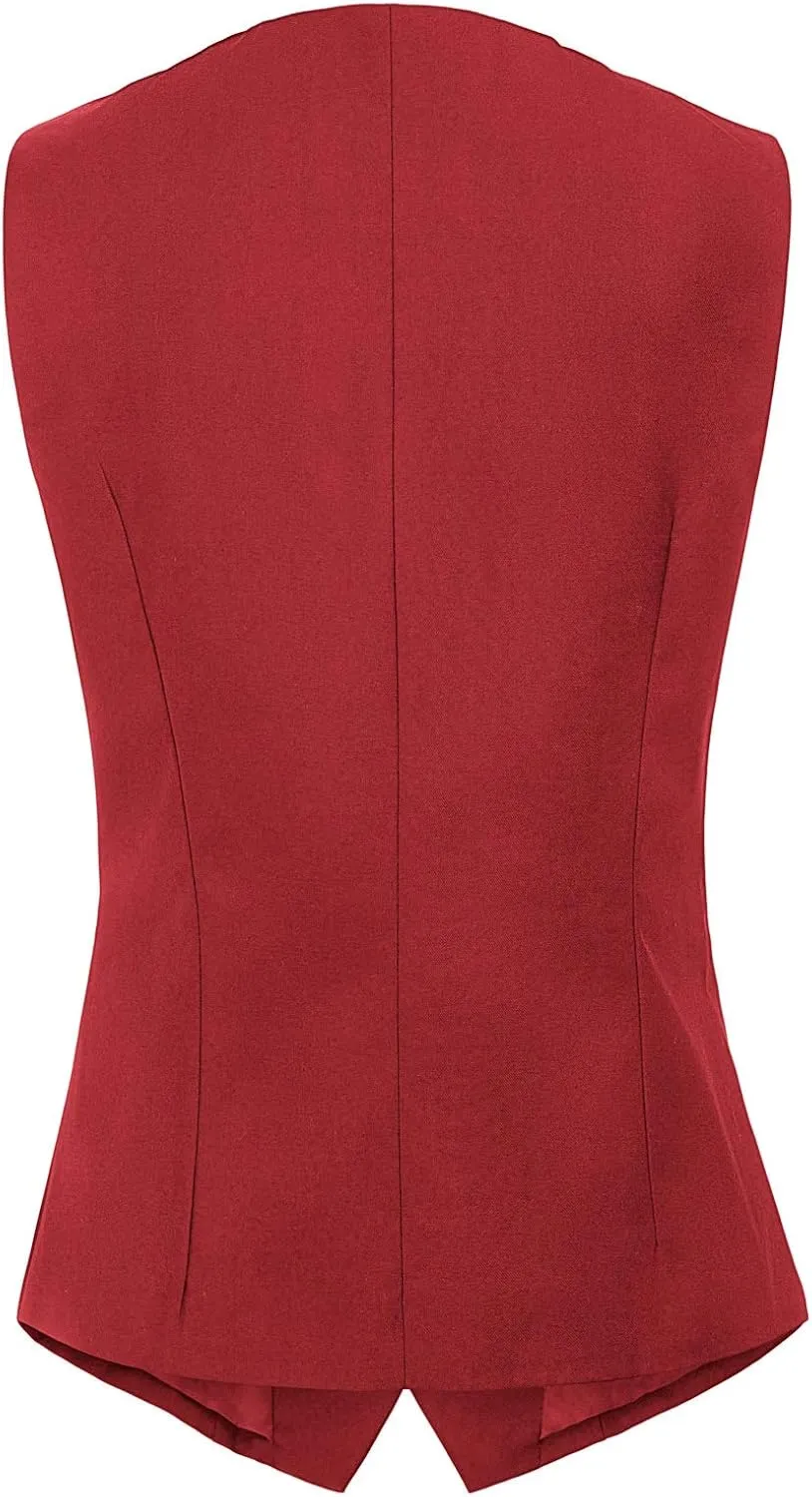 GRACE KARIN Women's V-Neck Slim Fit Office Bottoned Dressy Suit Vest Waistcoats