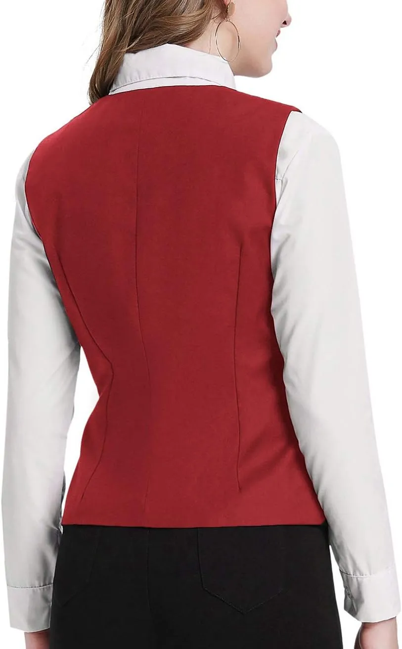 GRACE KARIN Women's V-Neck Slim Fit Office Bottoned Dressy Suit Vest Waistcoats