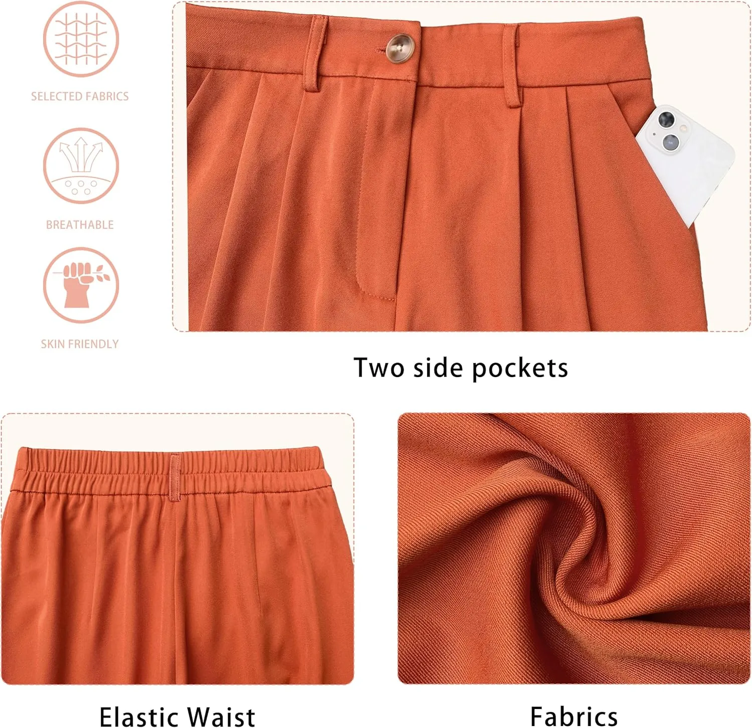 GRECERELLE Womens Dress Pants Wide Leg High Waisted Pants for Women Business Work Trousers Palazzo Pants