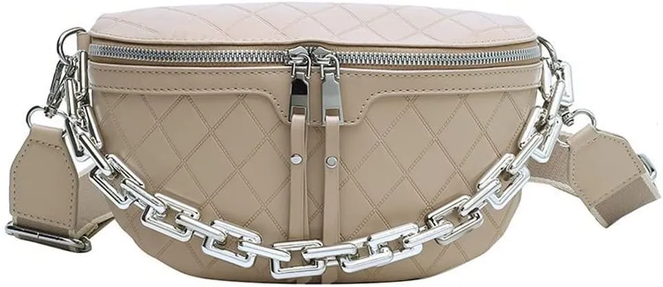 HBJWOV Women Leather Waist Bag Chest Pack Mini Female Belt Bags Ladies Shoulder Crossbody Bag(A)