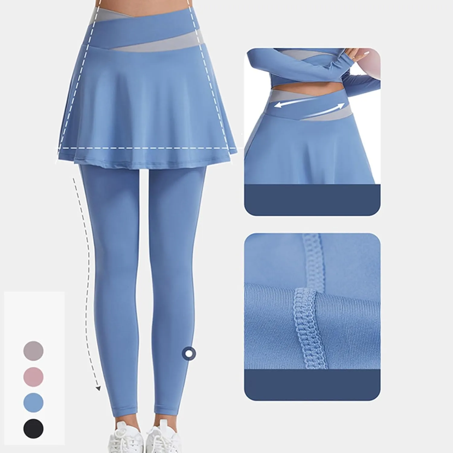 HGps8w Womens Tennis Skirts with Leggings 2 in 1 Golf Skorts High Waisted Athletic Skirted Running Workout Yoga Pants