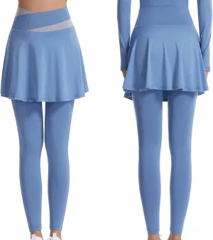 HGps8w Womens Tennis Skirts with Leggings 2 in 1 Golf Skorts High Waisted Athletic Skirted Running Workout Yoga Pants