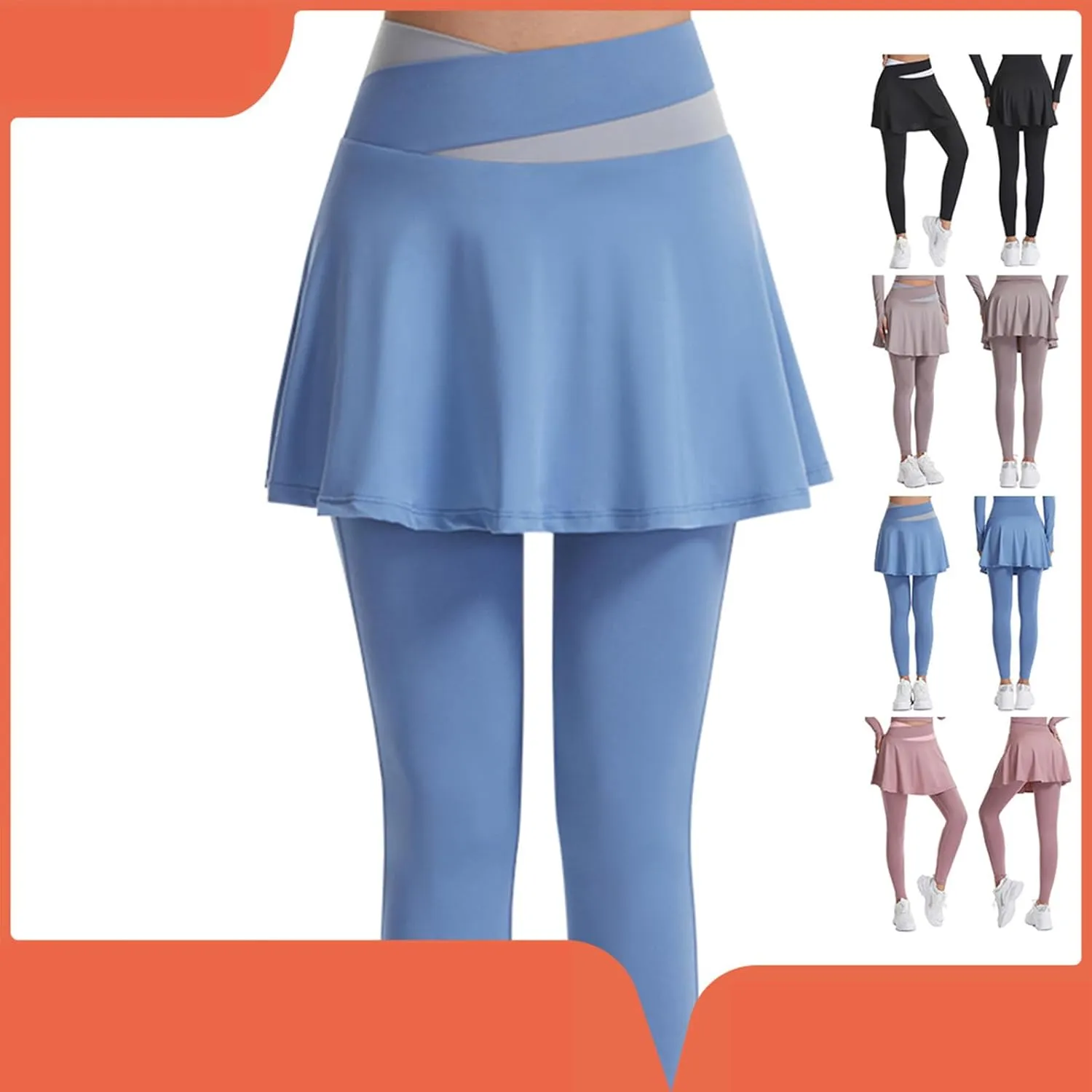 HGps8w Womens Tennis Skirts with Leggings 2 in 1 Golf Skorts High Waisted Athletic Skirted Running Workout Yoga Pants