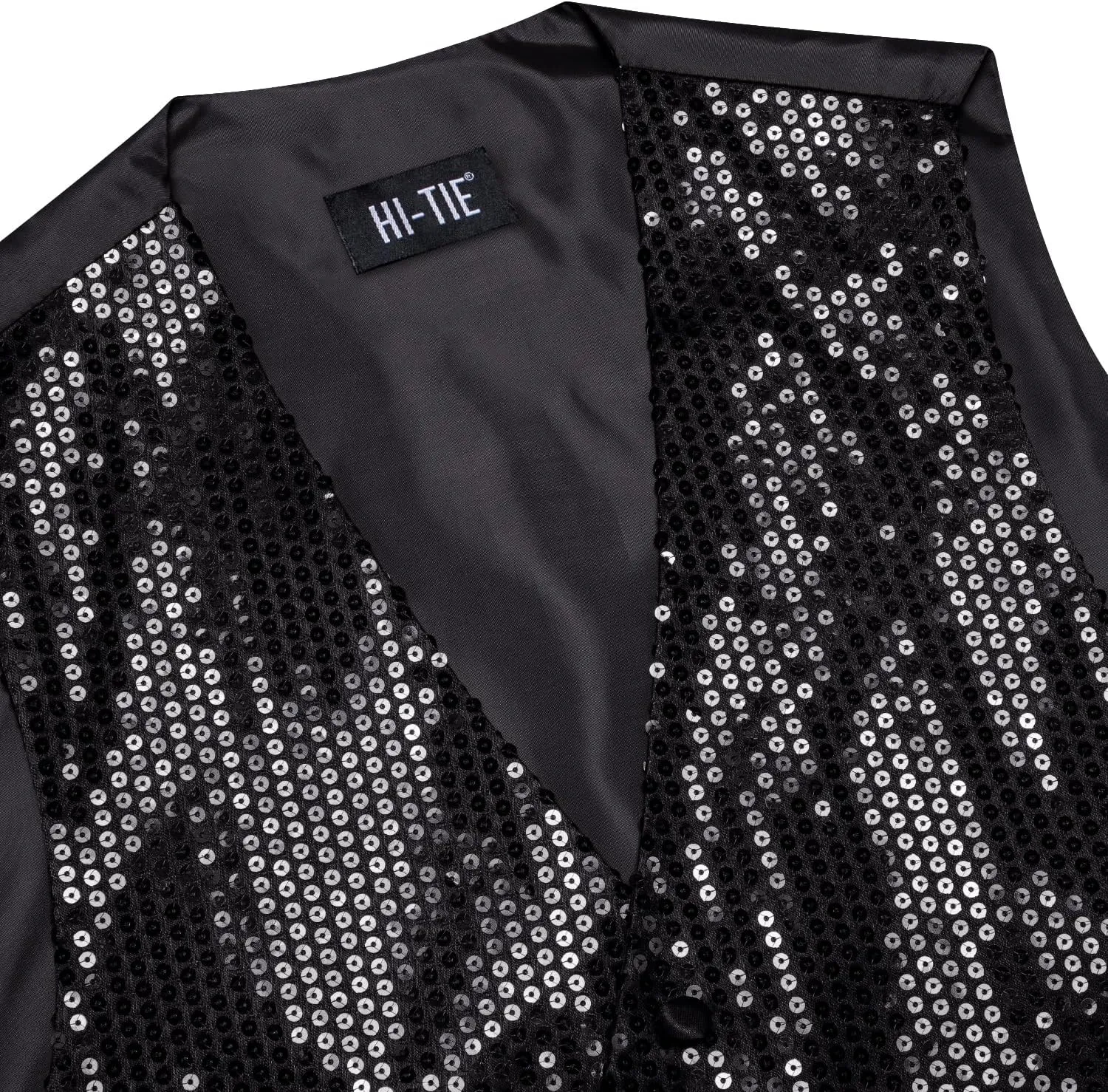 Hi-Tie Men's Sequin Vest Bowtie Prom Suit Vest for Men Tuxedo Dinner V Neck Slim Fit Waistcoats