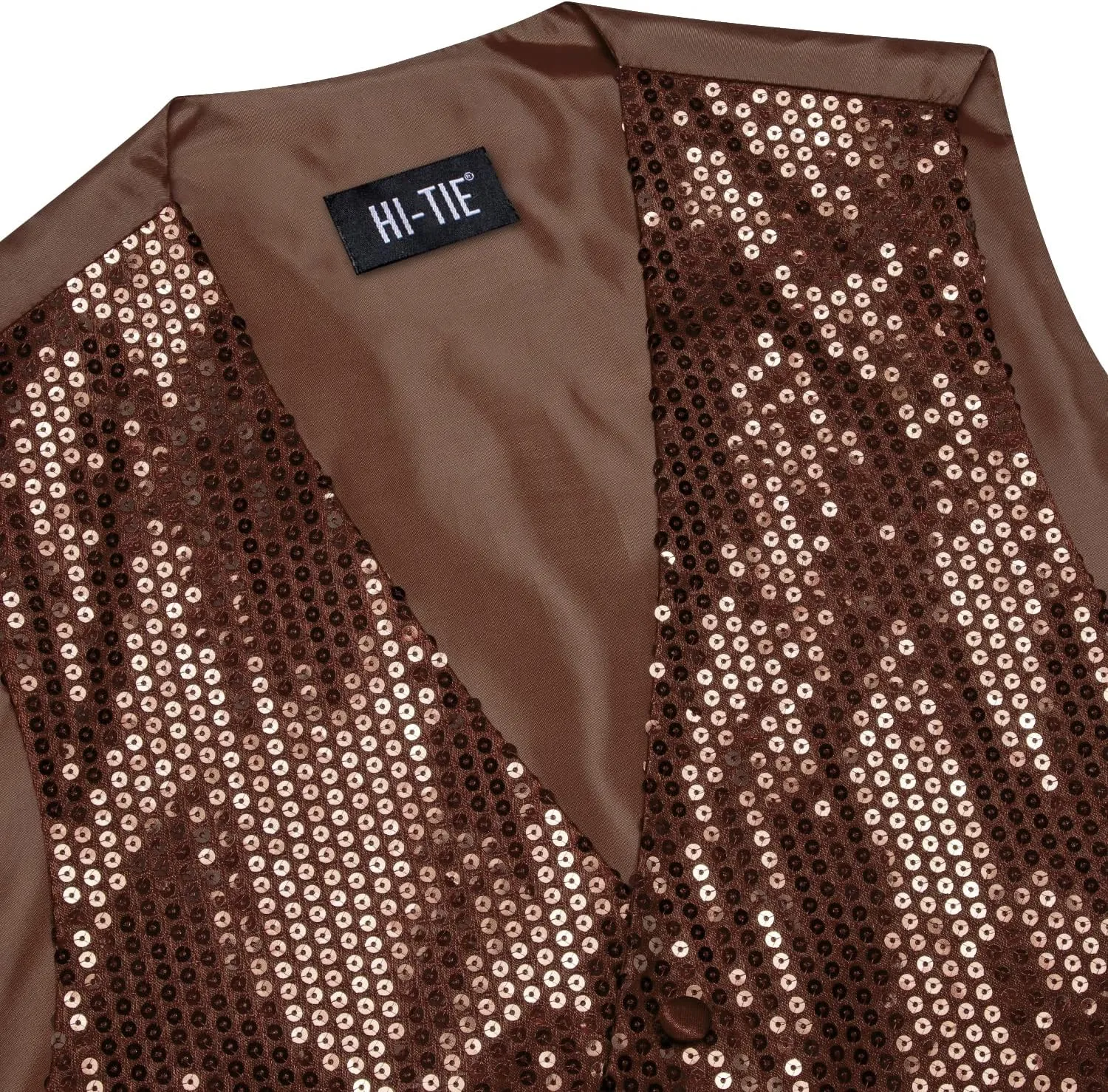 Hi-Tie Men's Sequin Vest Bowtie Prom Suit Vest for Men Tuxedo Dinner V Neck Slim Fit Waistcoats
