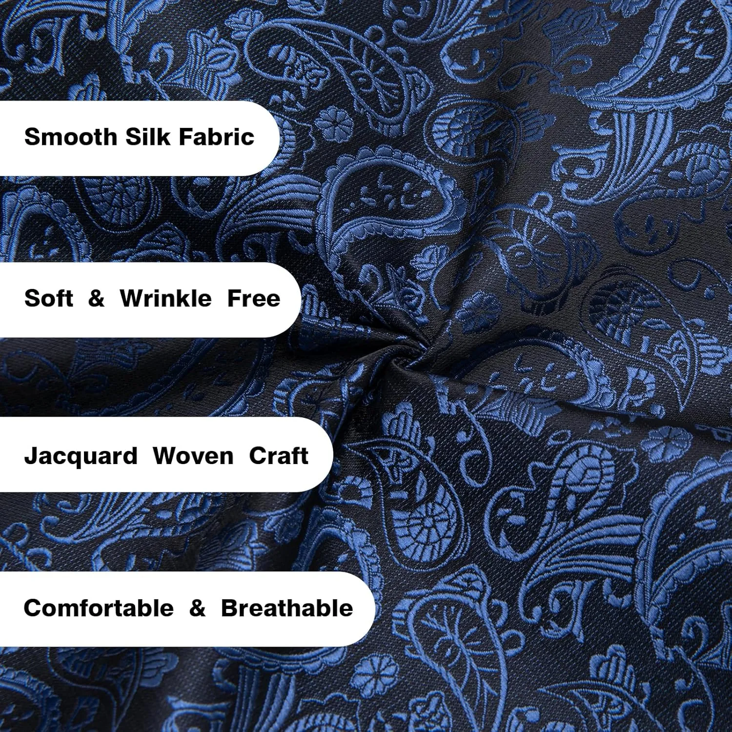 Hi-Tie Men's Silk Vest Bowtie Set Formal Suit Vest Jacquard Tie Handkerchief Cufflinks 5PCS Dress Waistcoats Wedding