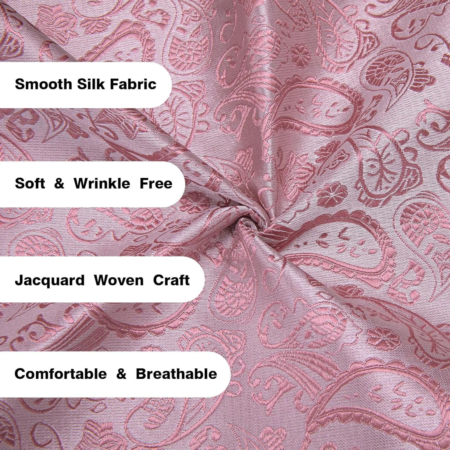 Hi-Tie Men's Silk Vest Bowtie Set Formal Suit Vest Jacquard Tie Handkerchief Cufflinks 5PCS Dress Waistcoats Wedding
