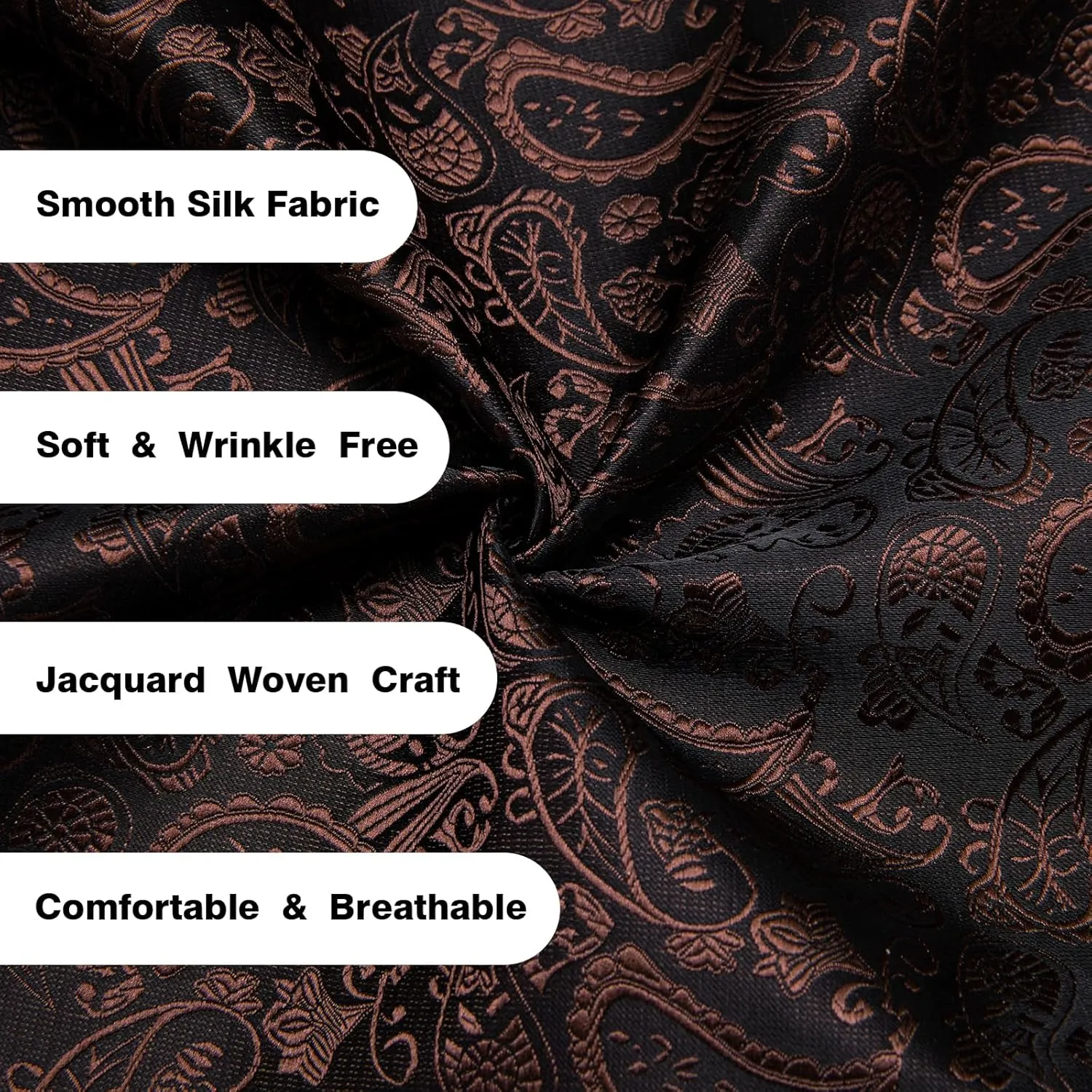 Hi-Tie Men's Silk Vest Bowtie Set Formal Suit Vest Jacquard Tie Handkerchief Cufflinks 5PCS Dress Waistcoats Wedding