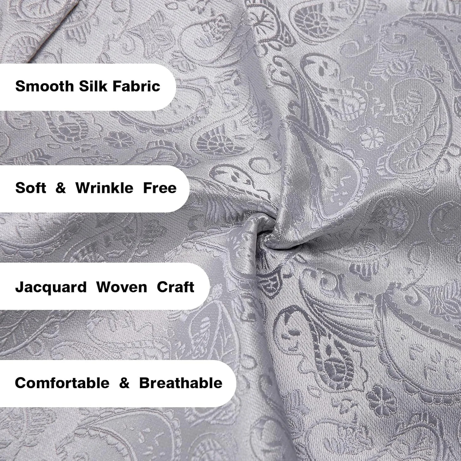 Hi-Tie Men's Silk Vest Bowtie Set Formal Suit Vest Jacquard Tie Handkerchief Cufflinks 5PCS Dress Waistcoats Wedding