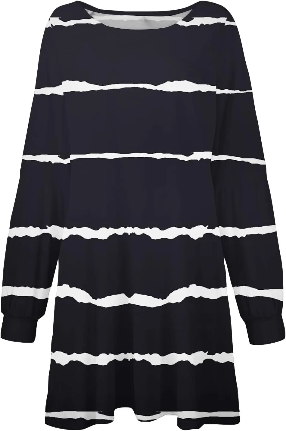 hlysgo Sweatshirt Dresses for Women 2024 Fall Casual Fleece Mini Dress Trendy Long Sleeve Striped Tunic Dress with Pockets