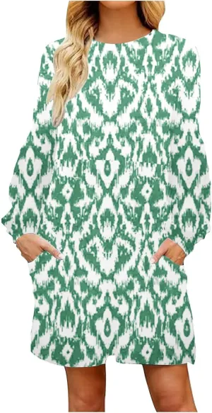 hlysgo Sweatshirt Dresses for Women 2024 Fall Casual Fleece Mini Dress Trendy Long Sleeve Striped Tunic Dress with Pockets