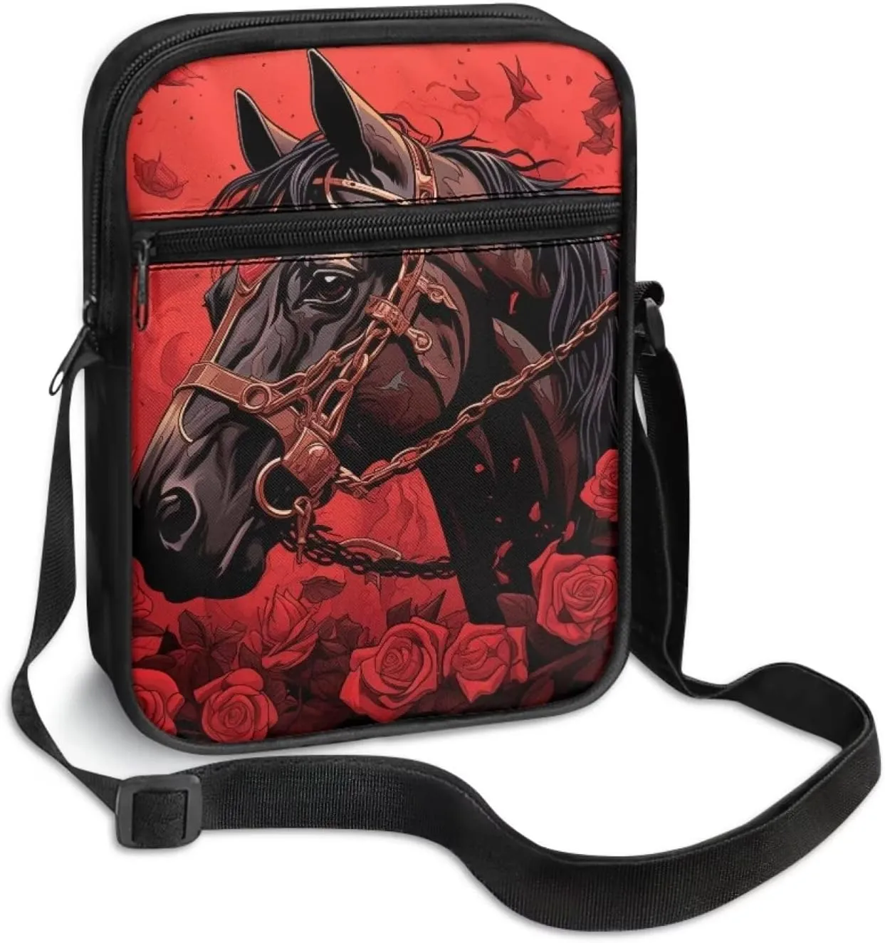 Horse Print Small Messenger Bag Waterproof Crossbody Shoulder Bags for Women Men