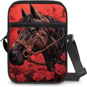 Horse Print Small Messenger Bag Waterproof Crossbody Shoulder Bags for Women Men
