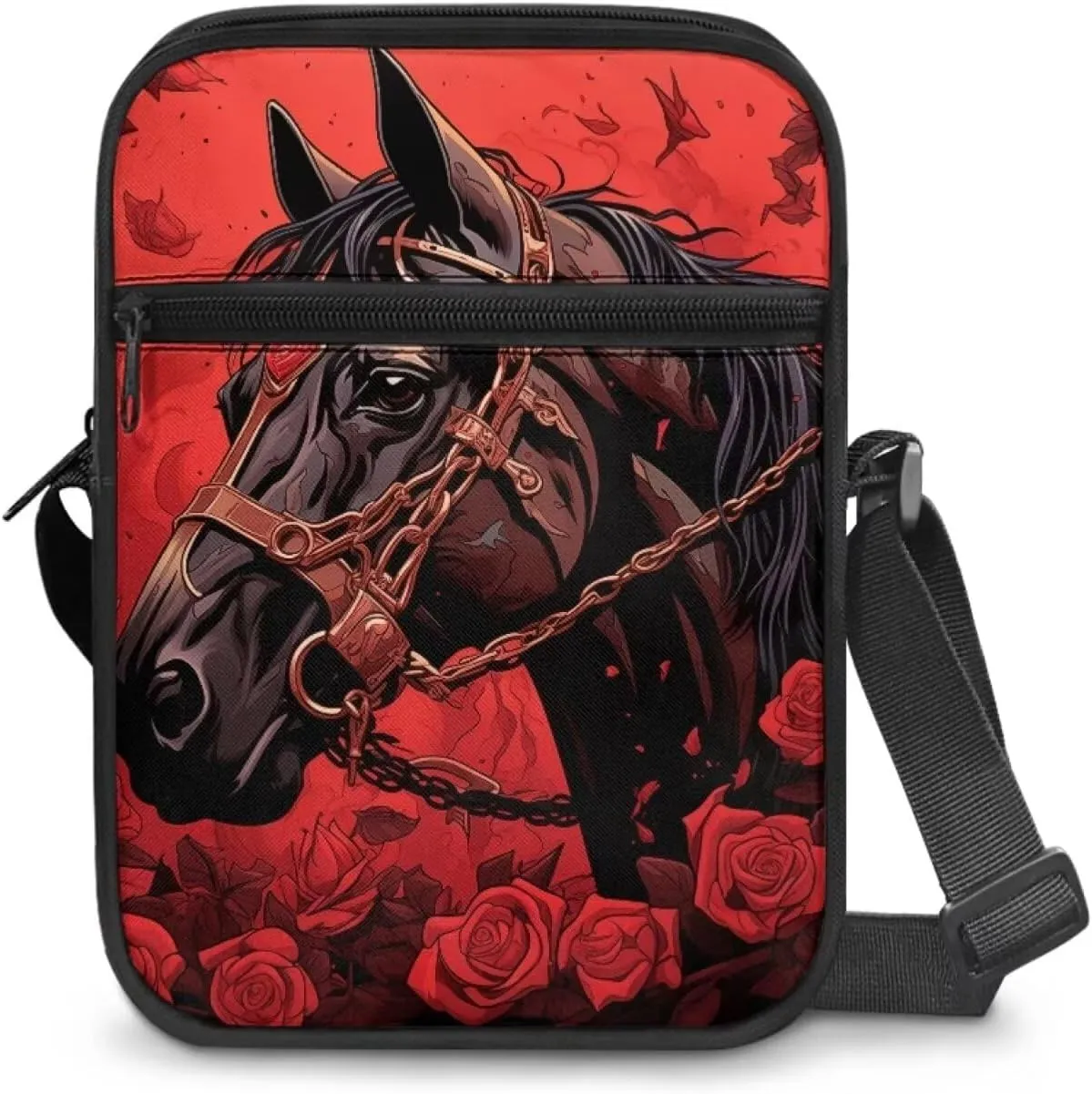 Horse Print Small Messenger Bag Waterproof Crossbody Shoulder Bags for Women Men