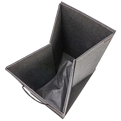 Household Essentials Narrow Collapsible Laundry Hamper with Liner and Lid, Black HE1059