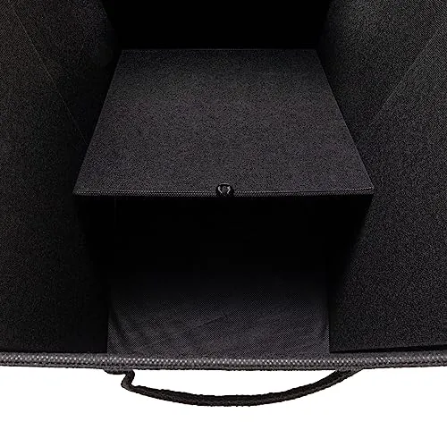 Household Essentials Narrow Collapsible Laundry Hamper with Liner and Lid, Black HE1059