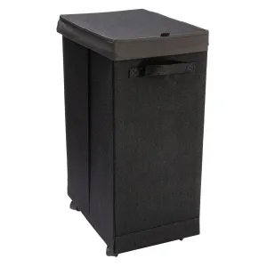 Household Essentials Narrow Collapsible Laundry Hamper with Liner and Lid, Black HE1059