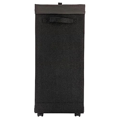 Household Essentials Narrow Collapsible Laundry Hamper with Liner and Lid, Black HE1059