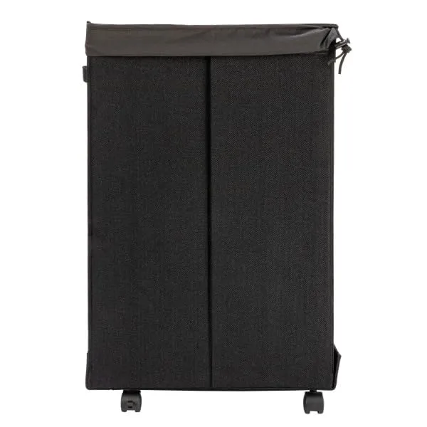 Household Essentials Narrow Collapsible Laundry Hamper with Liner and Lid, Black HE1059