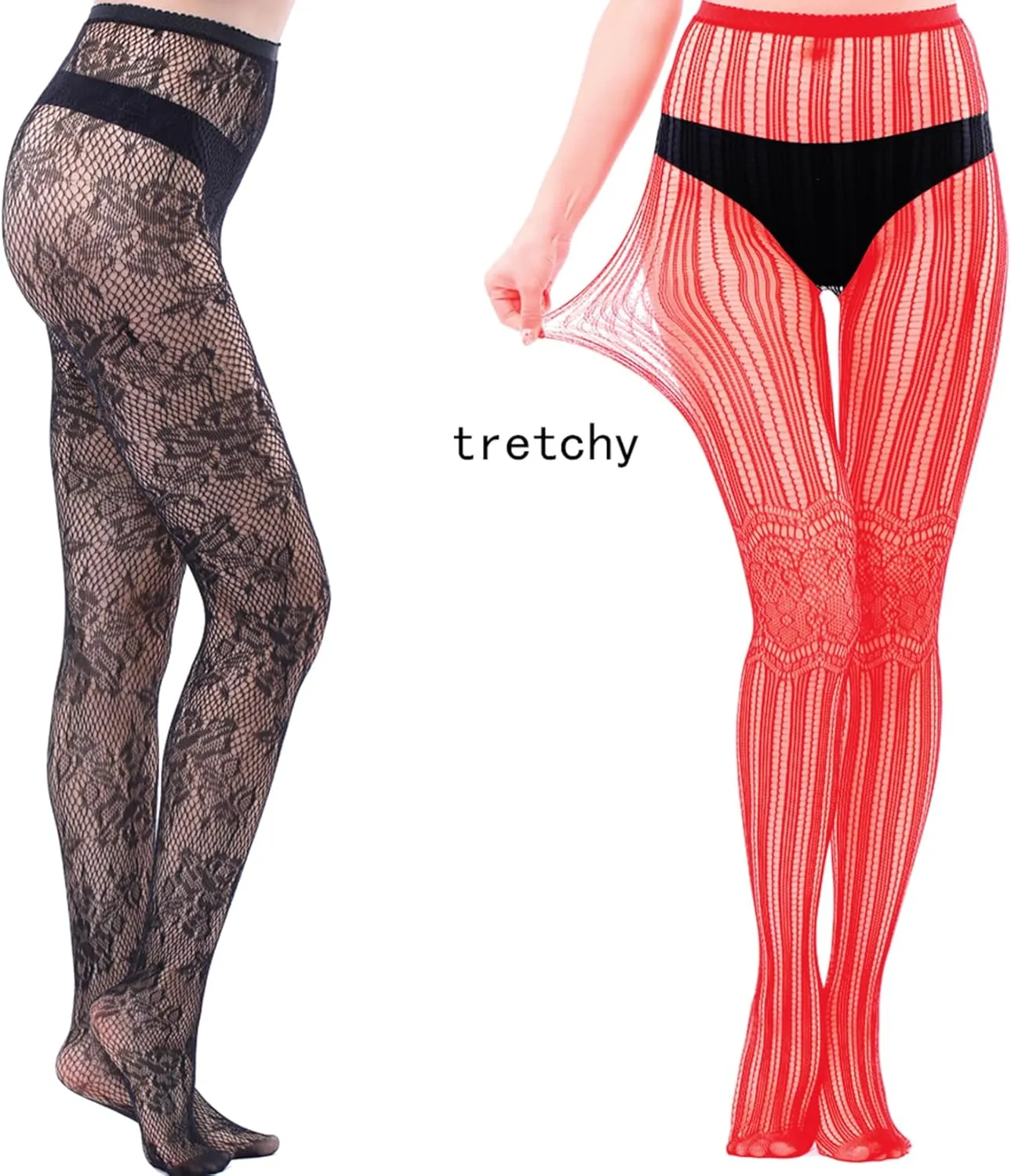 HOVEOX 8 Pairs Lace Fishnet Floral Stockings Patterned Tights Small Hole Pattern Leggings Net Pantyhose