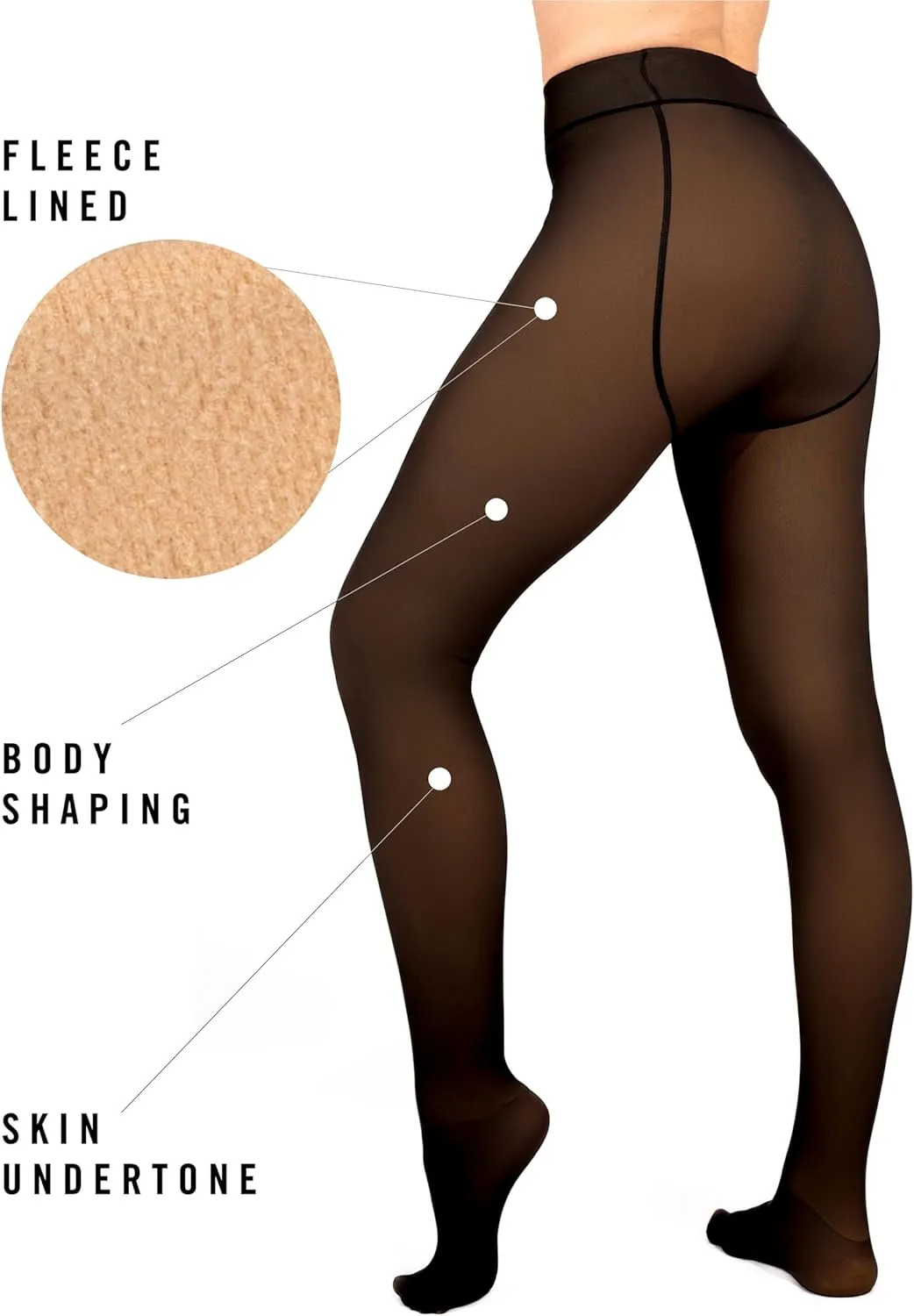 HUE womens Fleece Lined Tights Sheer