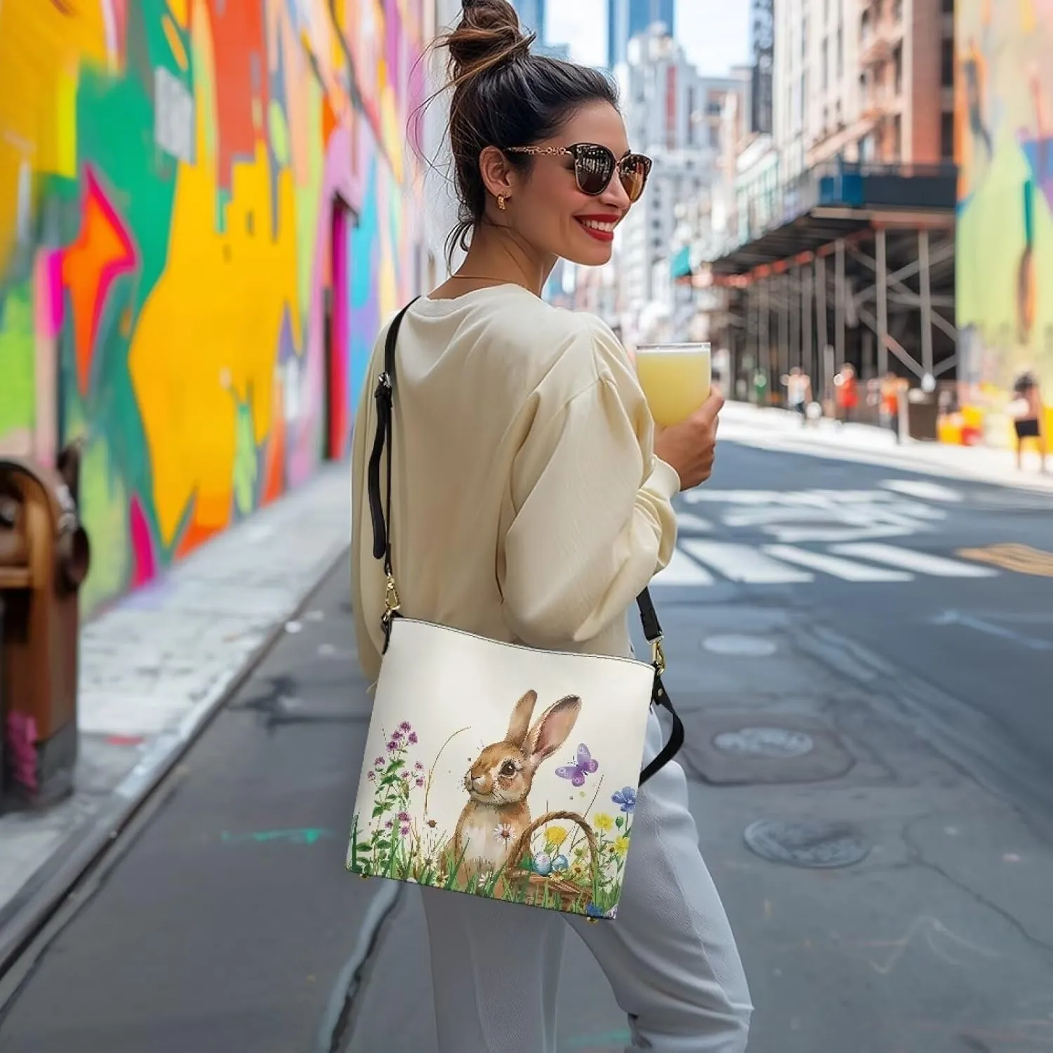 HUGS IDEA Handbags for Women PU Leather Bucket Purses Shoulder Bags Crossbody Purse