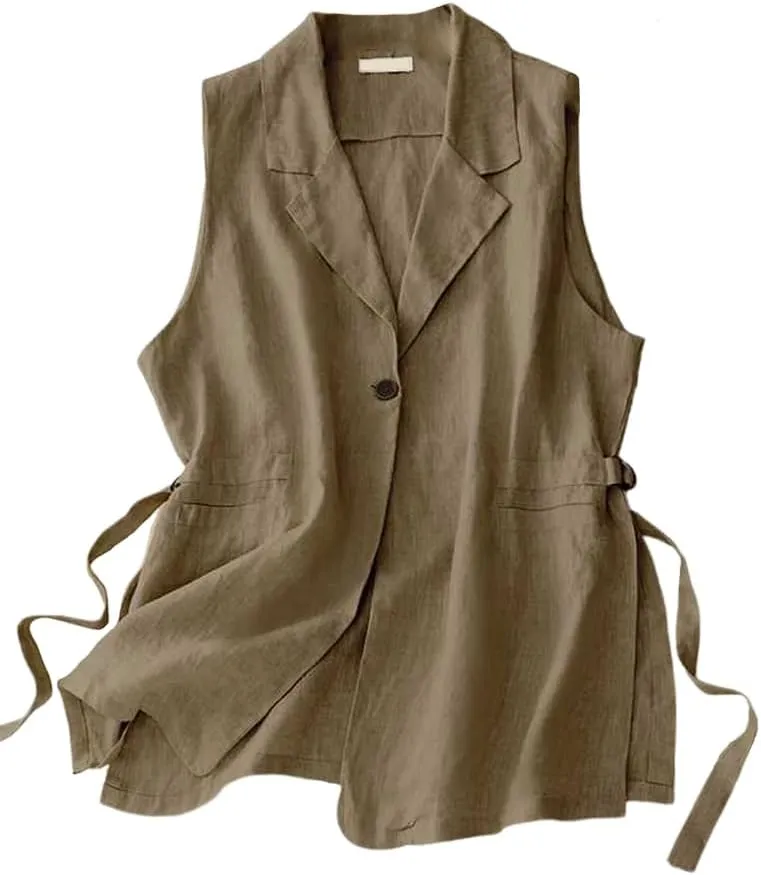 IDEALSANXUN Vest for Women Dressy Sleeveless Blazer Spring Summer Vest Tops Business Casual Outfits Office Work Clothes