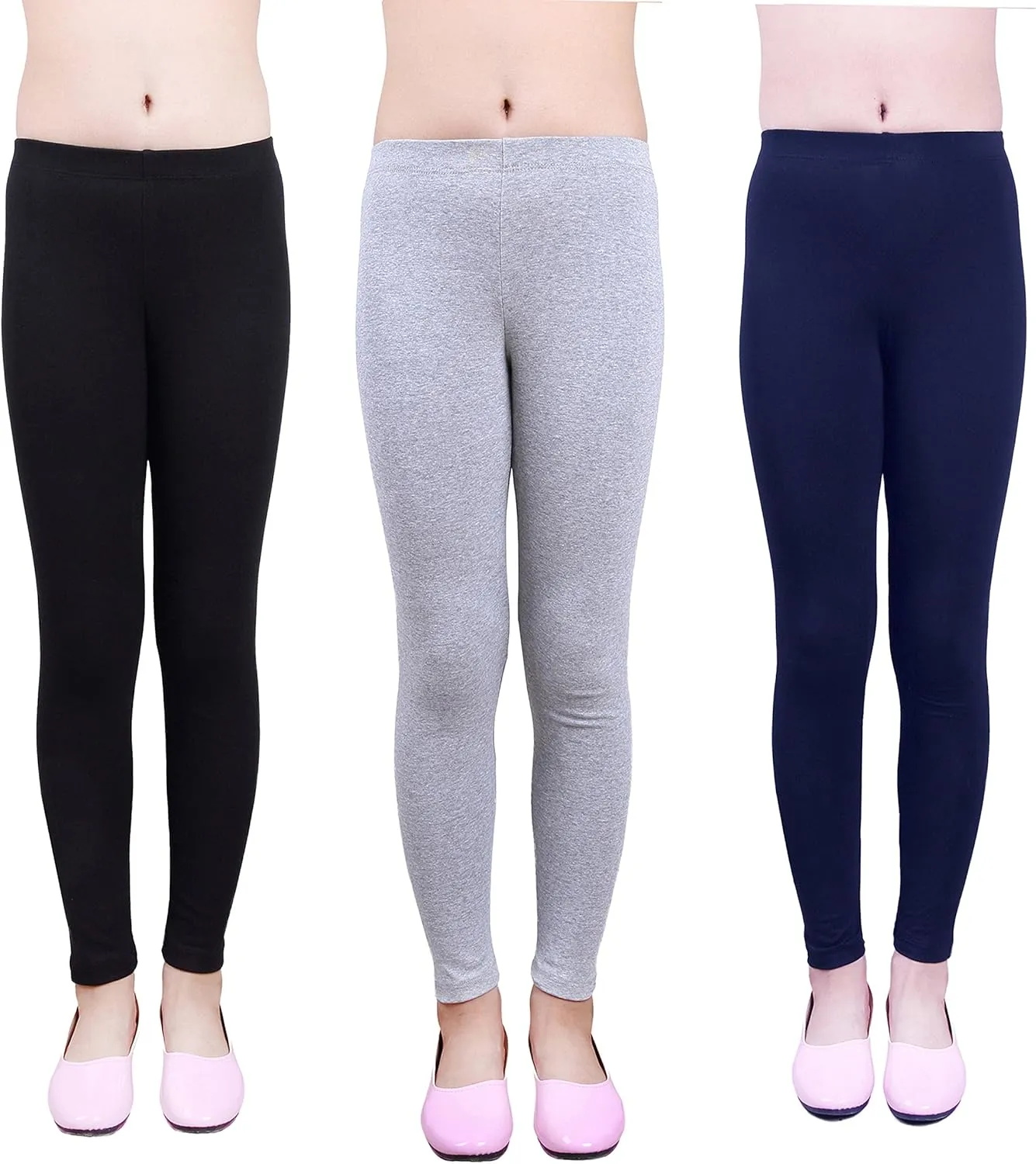 IRELIA Girls Leggings 3 Pack Cotton Solid Size 4-16 Spring/Fall