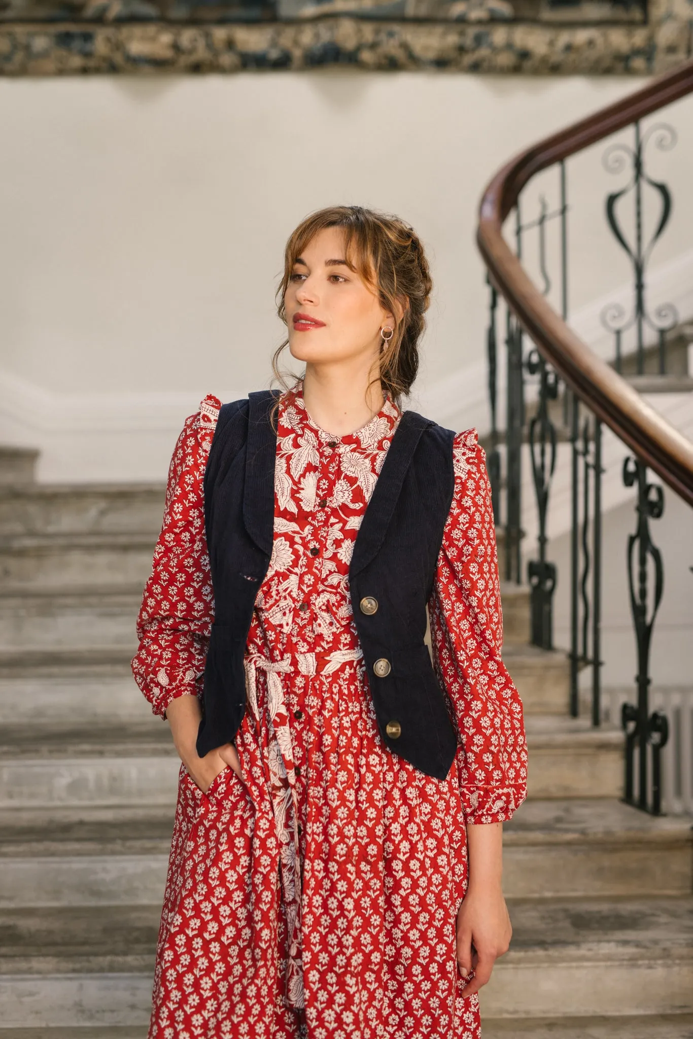 Jackie Corduroy Waistcoat in Navy