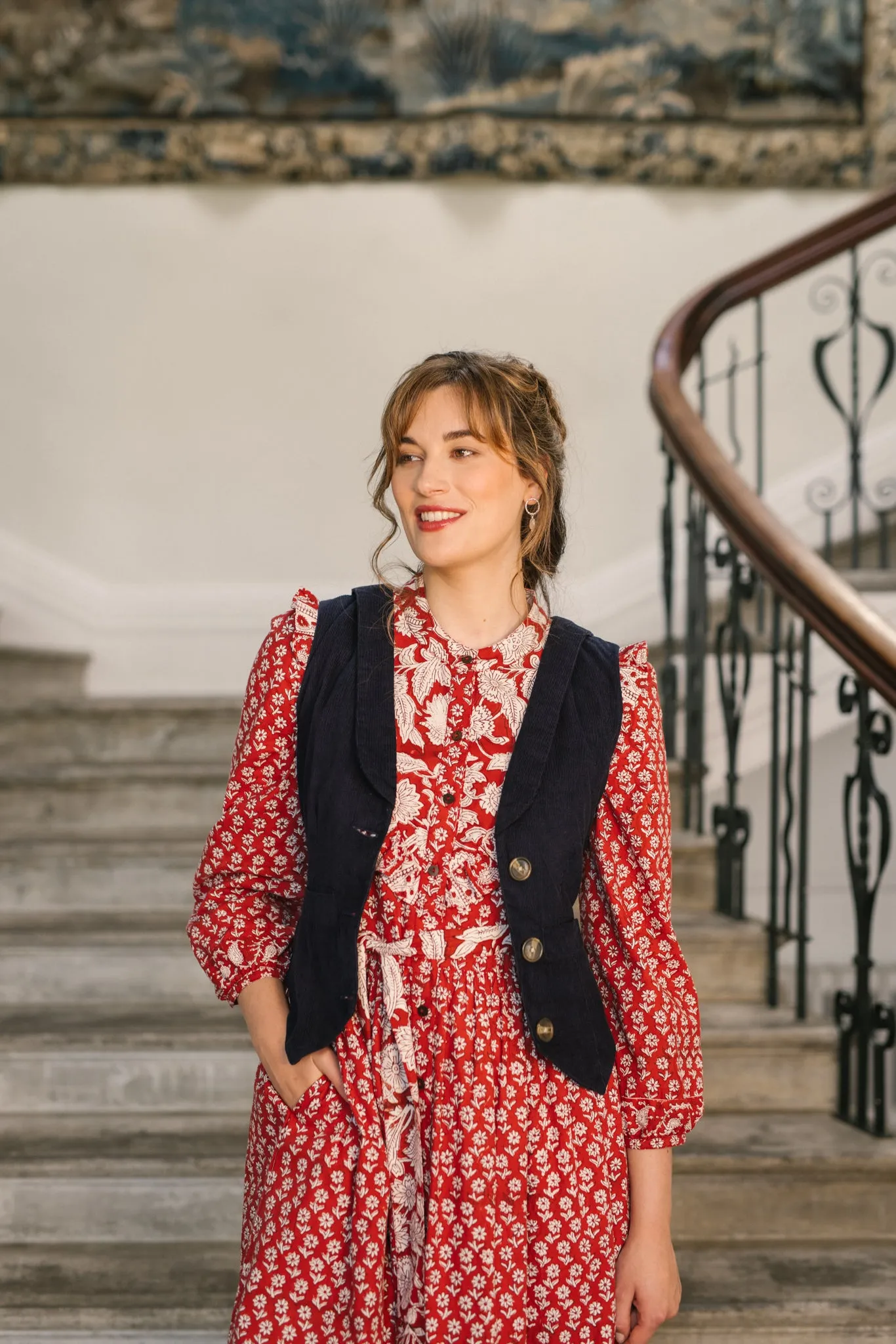 Jackie Corduroy Waistcoat in Navy