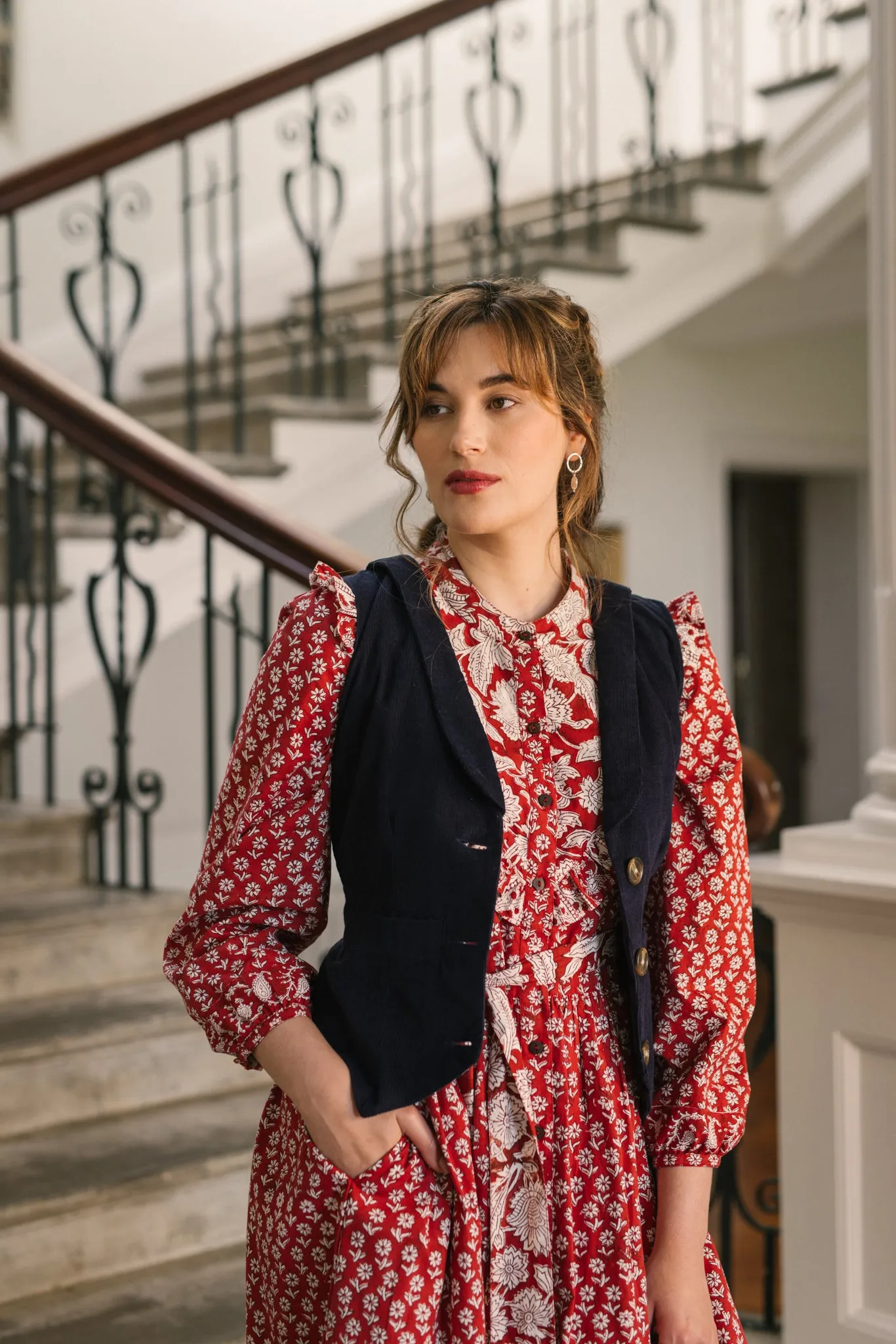 Jackie Corduroy Waistcoat in Navy