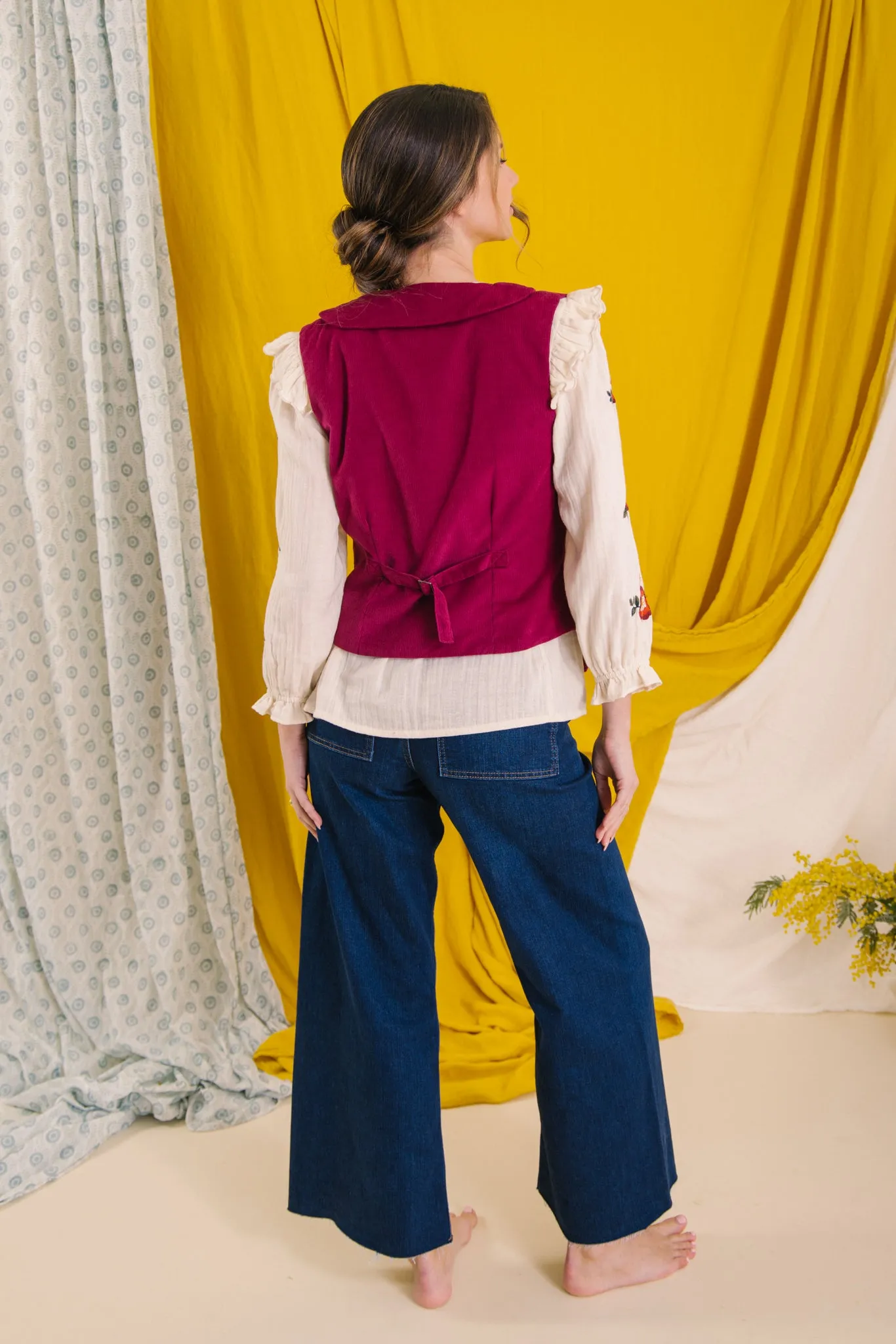 Jackie Corduroy Waistcoat in Plum