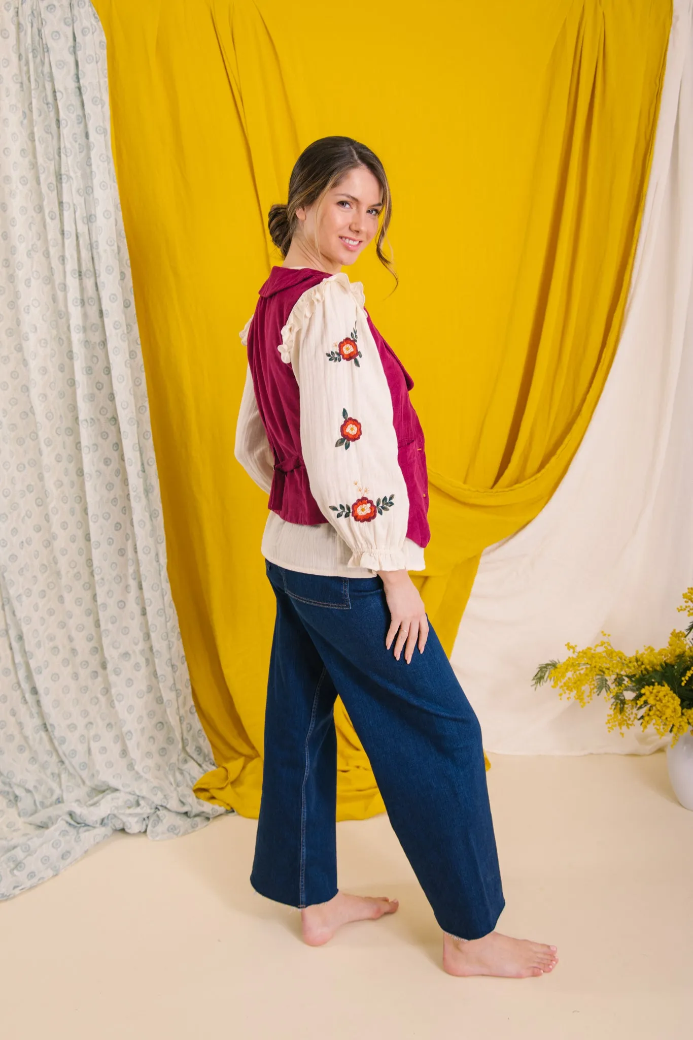 Jackie Corduroy Waistcoat in Plum