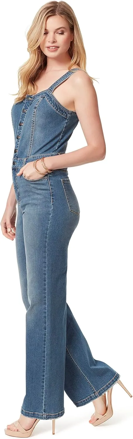 Jessica Simpson Womens Constance Sweetheart Denim Overall