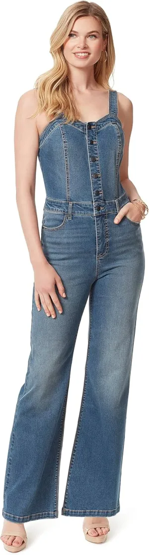 Jessica Simpson Womens Constance Sweetheart Denim Overall