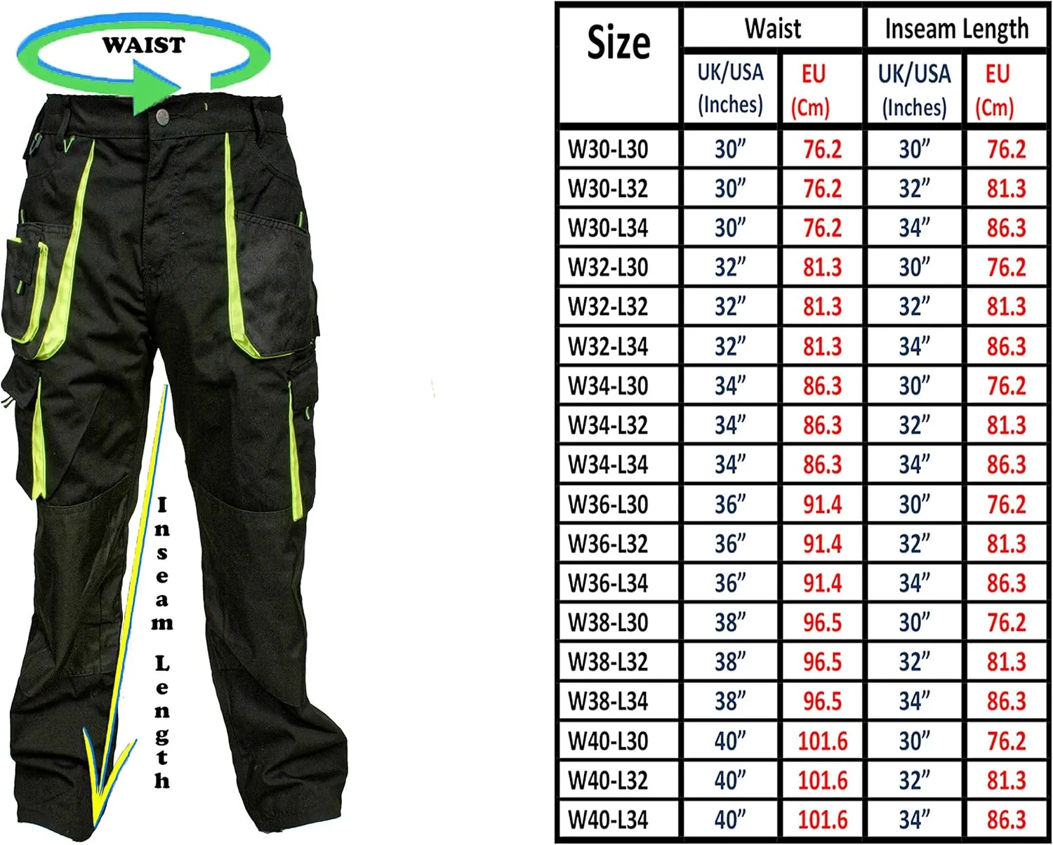 Juicy Trendz Work Trousers for Men - Men's Work Utility & Safety Pants for Construction and Outdoor Activities