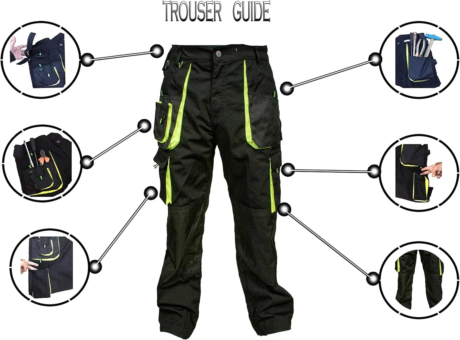Juicy Trendz Work Trousers for Men - Men's Work Utility & Safety Pants for Construction and Outdoor Activities
