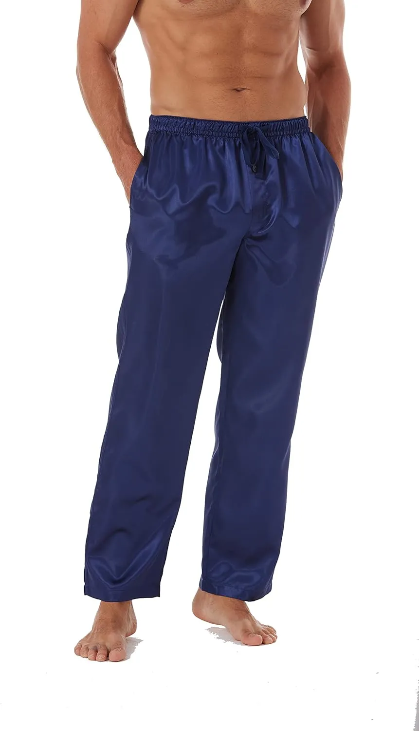 JupiterSecret Mens Satin Pajama Pants Set, Silky Feeling Sleep & Lounge Pants, PJ Bottoms with Pockets and Button Fly 3 Pack