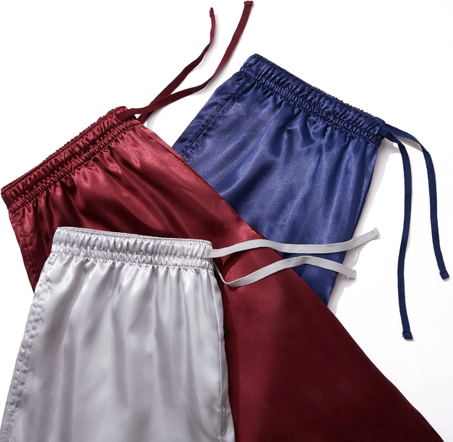 JupiterSecret Mens Satin Pajama Pants Set, Silky Feeling Sleep & Lounge Pants, PJ Bottoms with Pockets and Button Fly 3 Pack